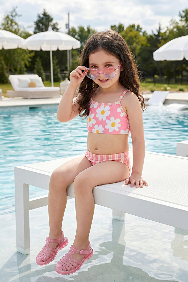 Girls’ Floral Print Bikini Set (Ages 3–4 / 9–10)