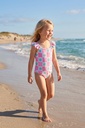 Girls’ Frill Swimsuit with Floral Check Pattern  (Ages 3–4 / 9–10)