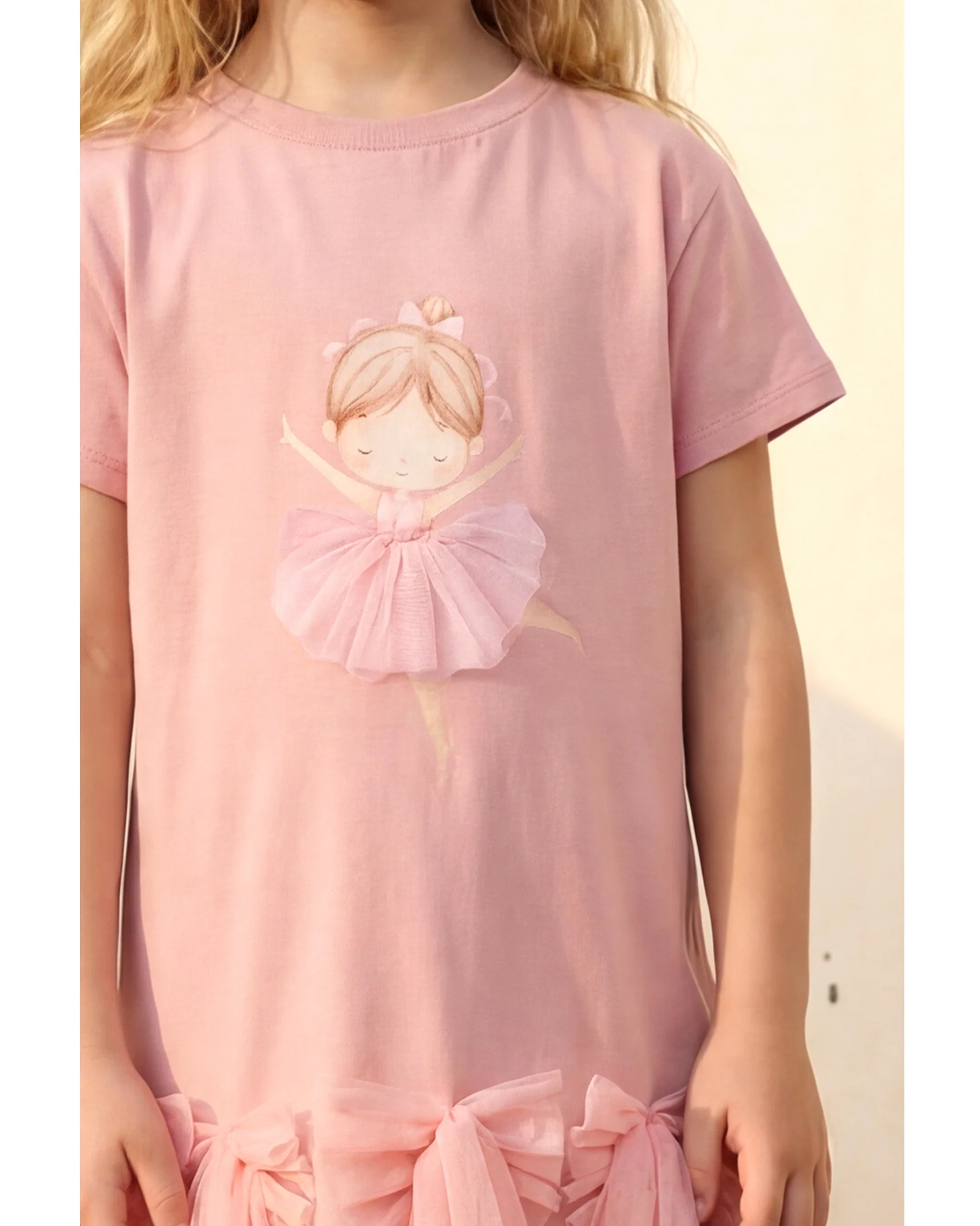 Girls’ Dress with Ballerina Figure and Tulle Skirt Detail (Ages 3–6)