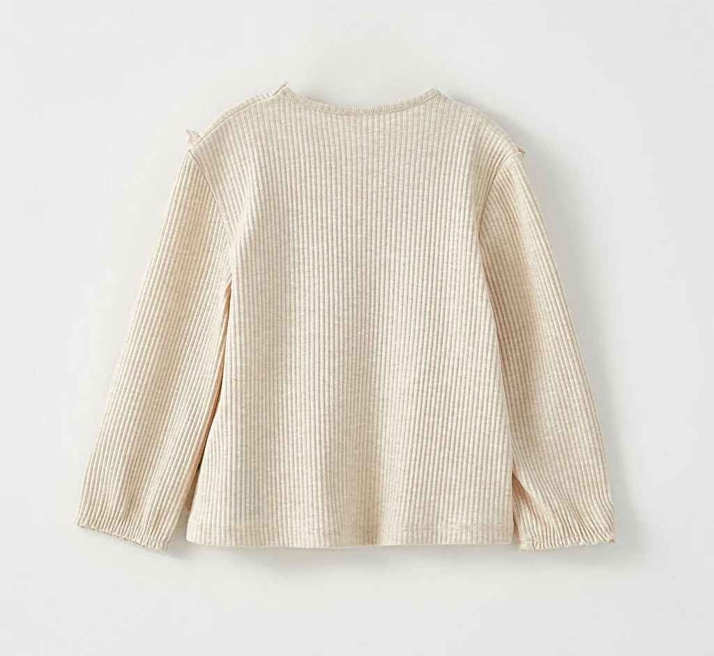 Beige Long Sleeve Top