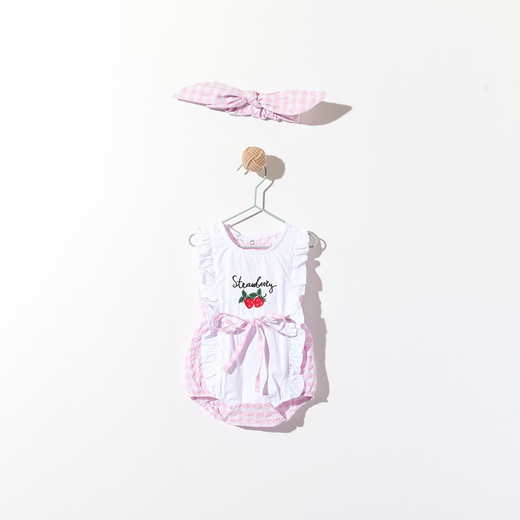 Strawberry Pink romper & head-band (3-6 months)