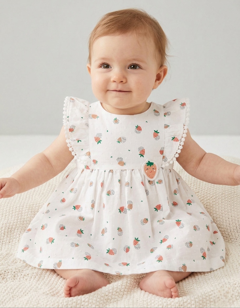 Strawberry White Dress (6-9 months)