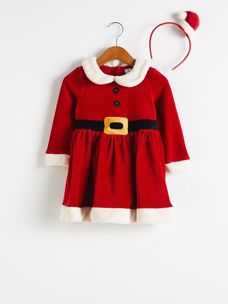 Santa Red Velvet Dress and headband (18-24 months)