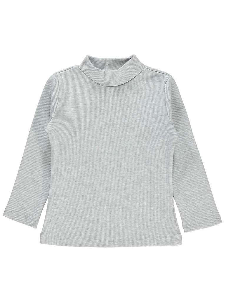 Grey Long sleeve Cotton Col Roulé