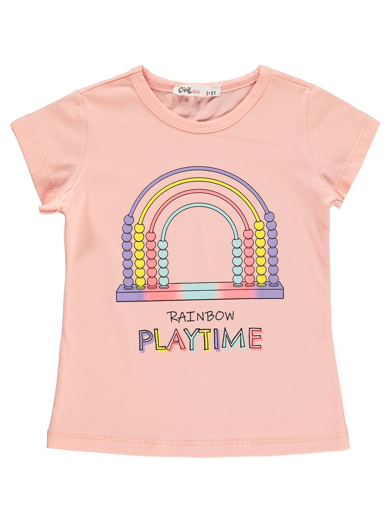 Rainbow play time T-shirt - Saumon