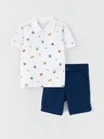 Set of White Top & Navy Blue Short