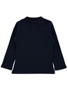 Navy Blue Long sleeve Cotton Col Roulé