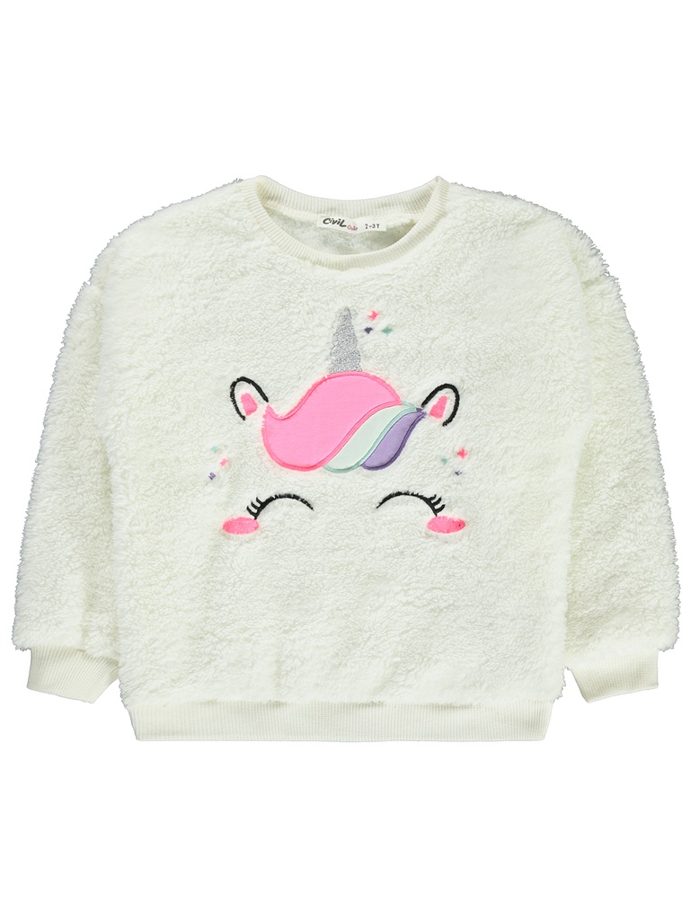 Fuzzy Fluffy off-white Unicorn Sweatshirt (3-4 years)