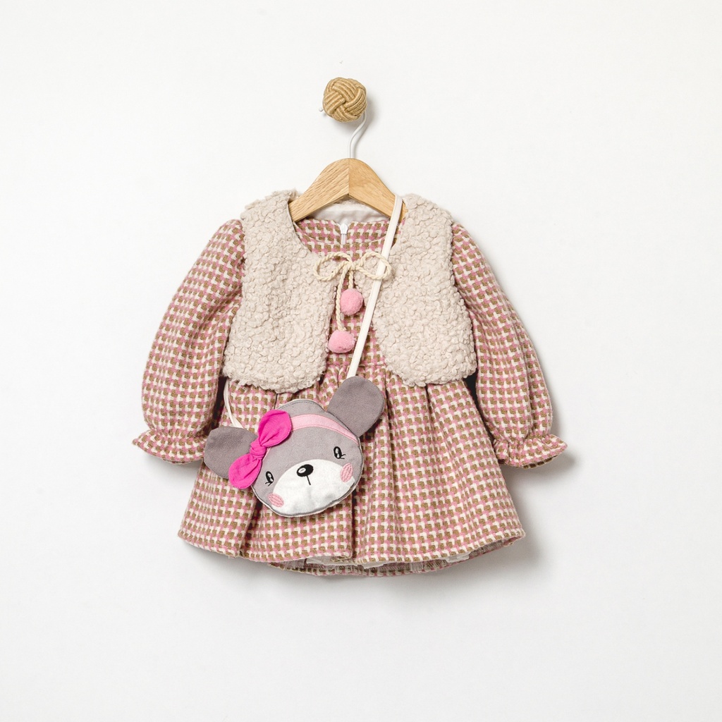 ADRIANA Baby Girl Dress, Cardigan & Bag (6-9 months)