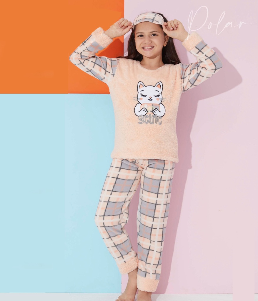 Selfie Cat Fleece Fluffy Pajama (7 to 11 years)