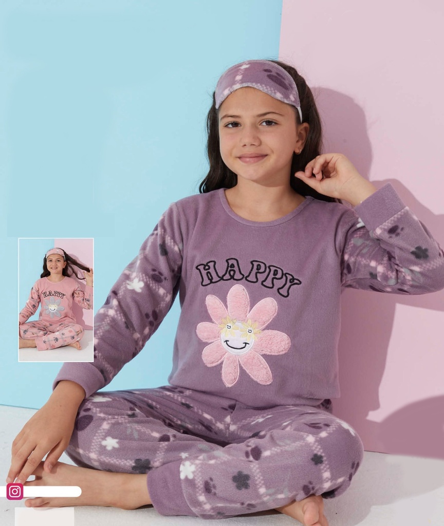 Daisy Mauve Fleece Fluffy Pajama (7 to 11 years)