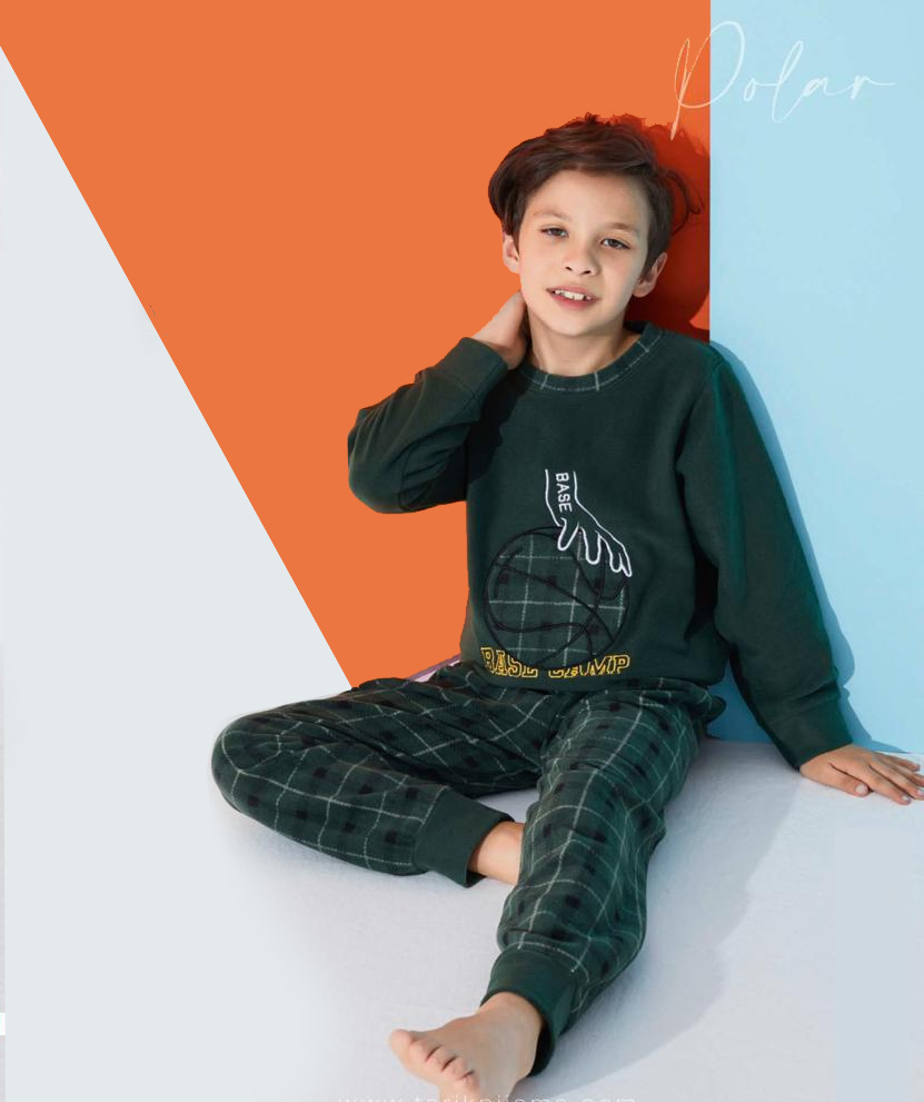 Olive Green Fleece Boy Pajama (4-7 years)