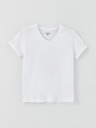 V neck basic undershirt - White- Short Sleeve