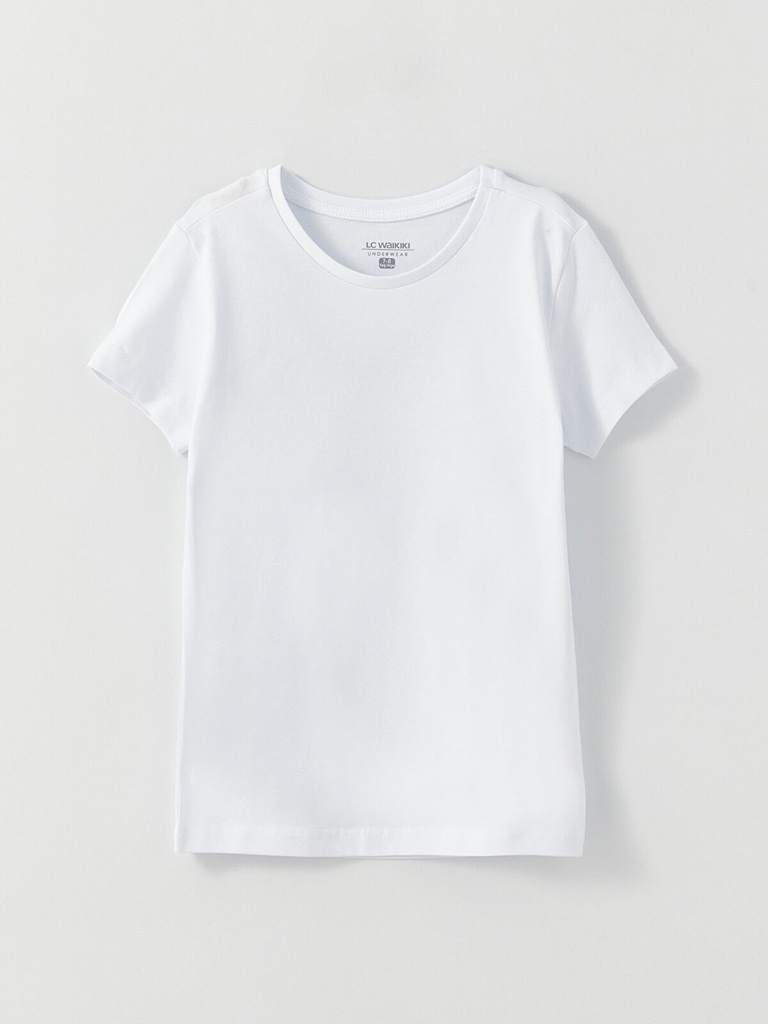 Round Neck White basic undershirt (4-5 years)