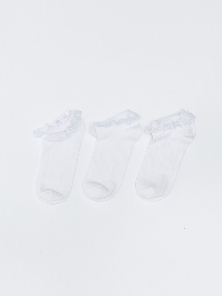 3-Pack Girl White Booties Socks (27-29)