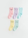 5-Pack Girl Basic Booties Socks