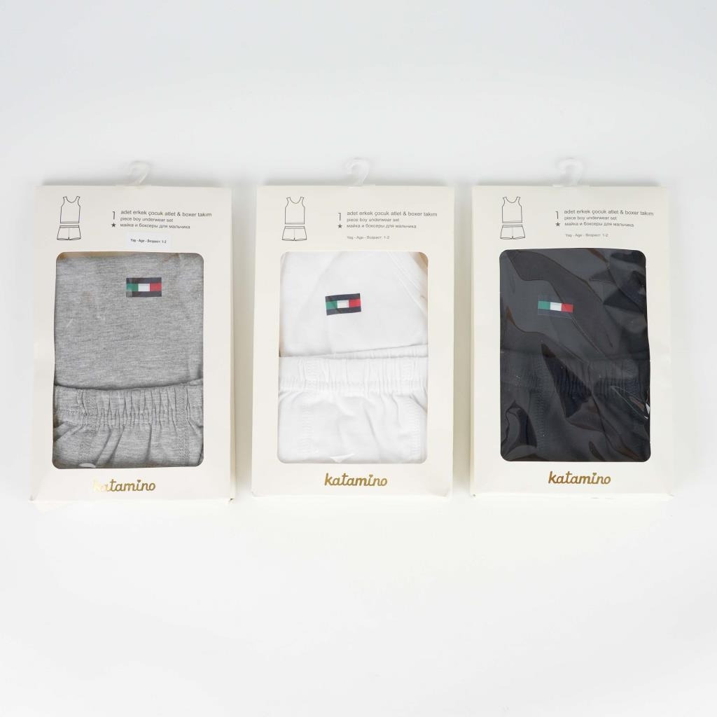 1Pack- Set of Basic Color Underwear (Top & Boxer)- Select Color (1-2 years, White)