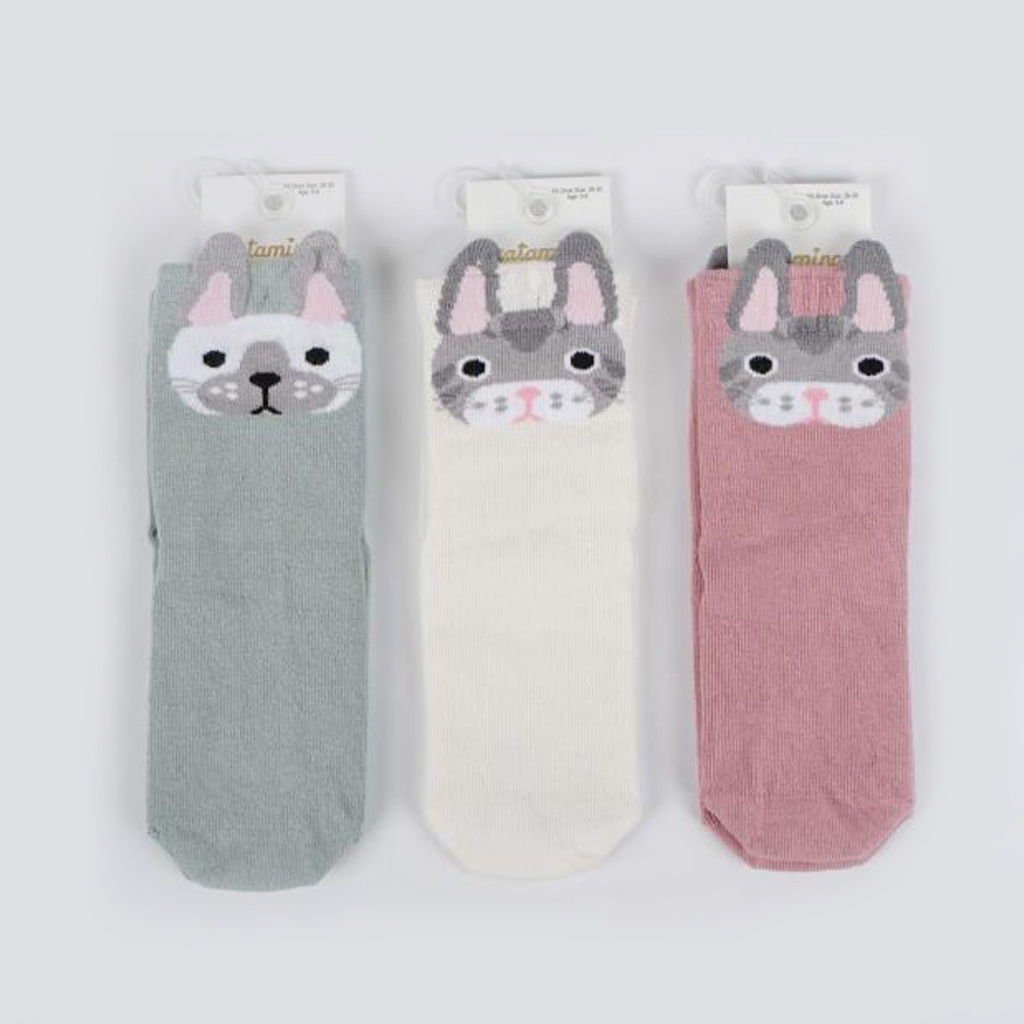 Pack of 3 Pairs of Socks - Mint, Off-white & Pink Colors
