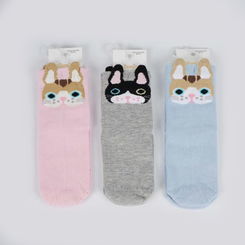 Pack of 3 Pairs of Socks - Pink, Grey and Blue Colors
