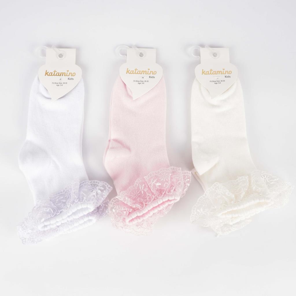 Pack of 3 Pairs of Socks - White, Pink & Off-white (1-2 years)