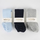 Pack of 3 Cotton Tights for Baby Boys- Blue, Navy Blue & Grey Colors