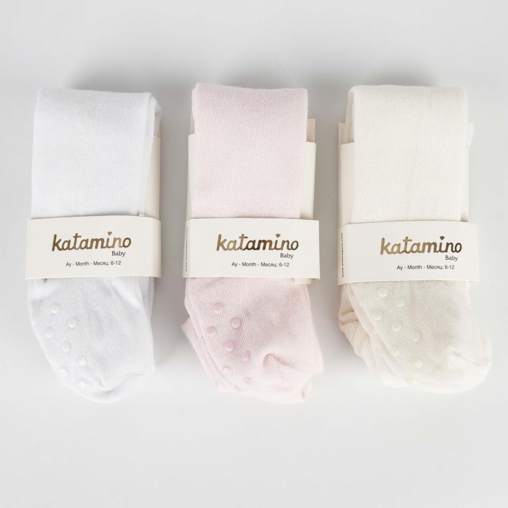 Pack of 3 Cotton Tights- White, Pink and Off-white Colors