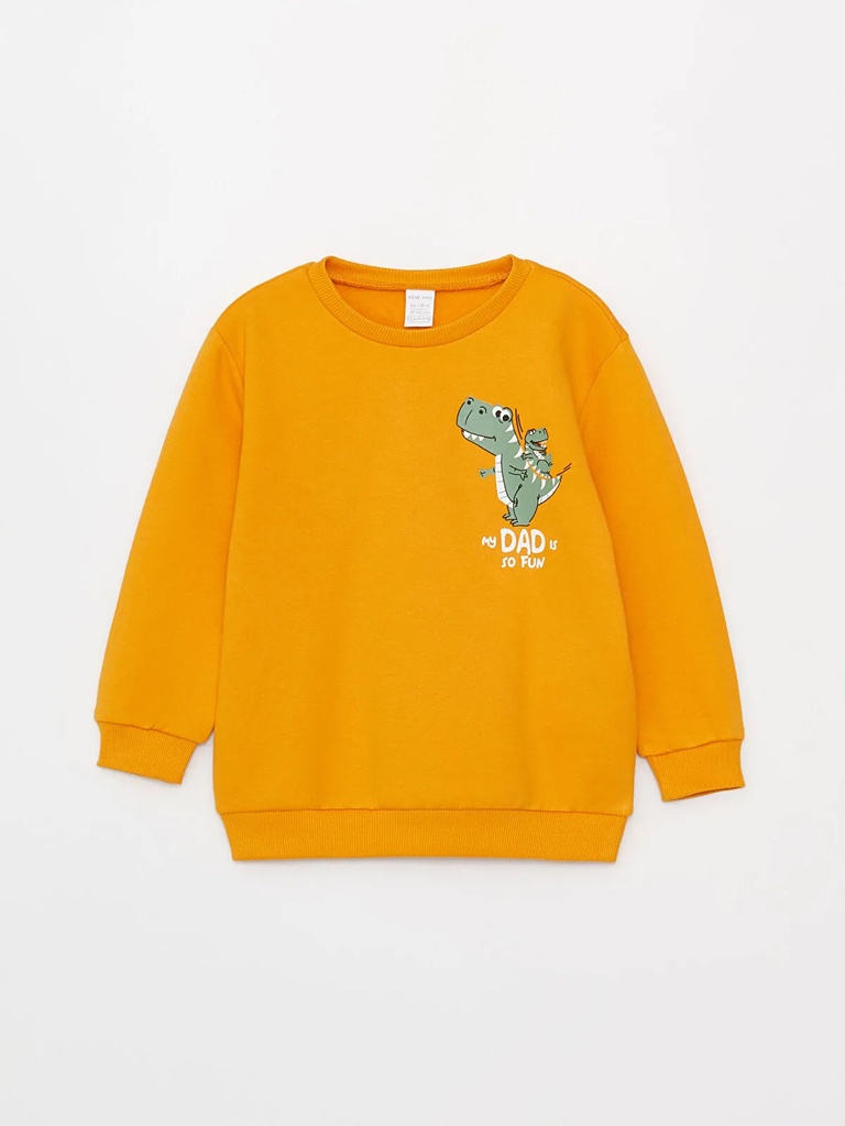 Dino Orange Sweatshirt- Fleece Inside