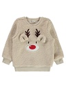 Beige Velsoft Deer Sweatshirt