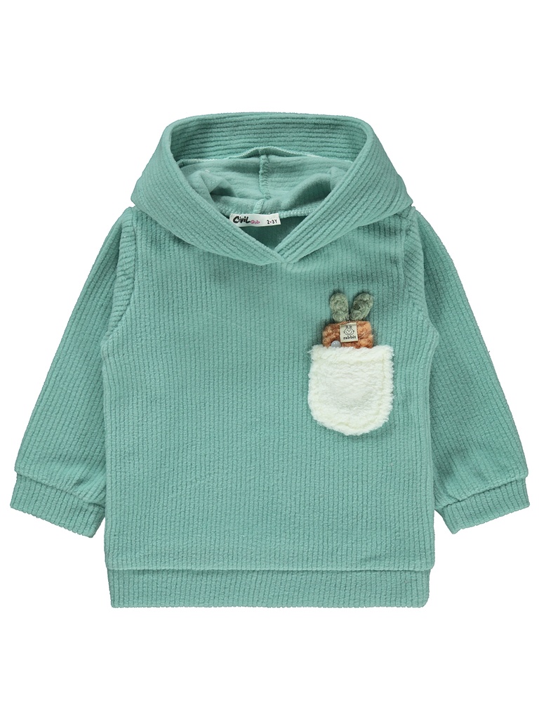 Polar Fleece Green Color Hoodie