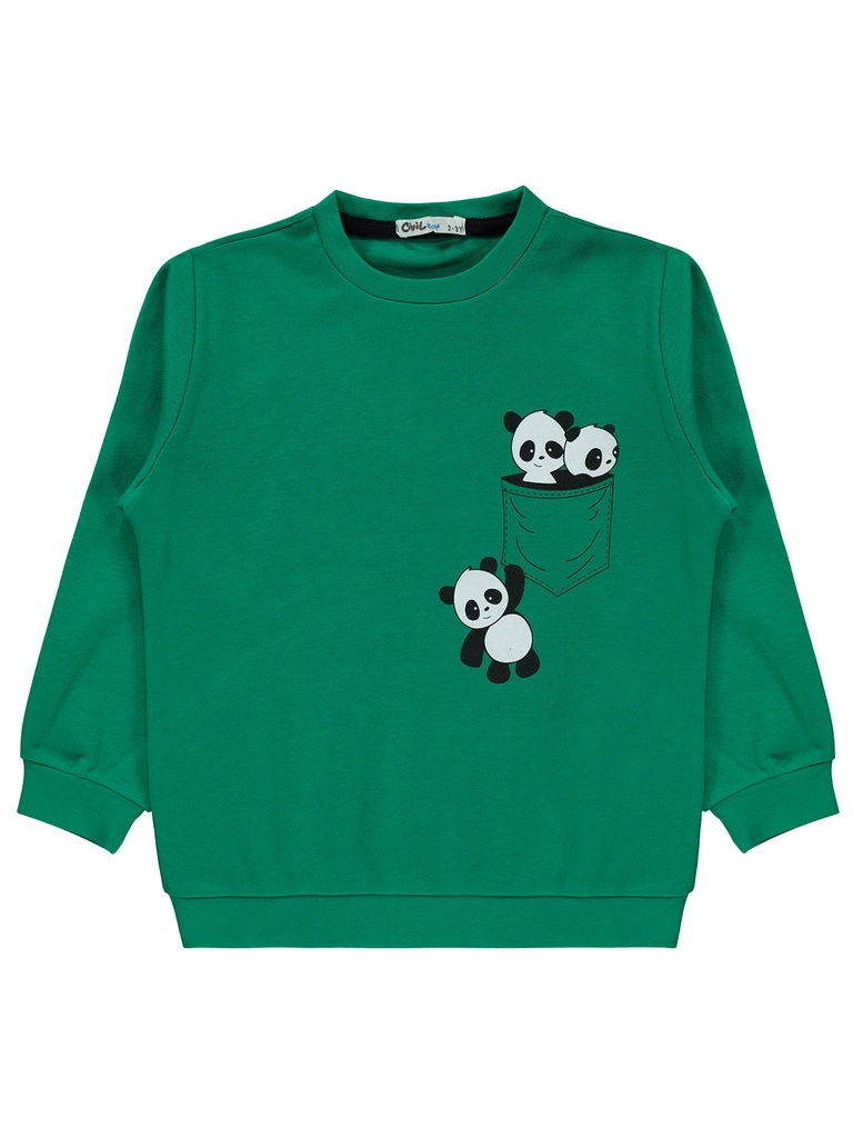 Green Panda Cotton Sweatshirt (2-5 years) 