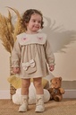 Embroidered Baby Girl Dress with Bag - Beige