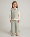 Three-Piece Holiday Outfit: Muslin Vest with Bow Detail and Relaxed Fit Trousers 