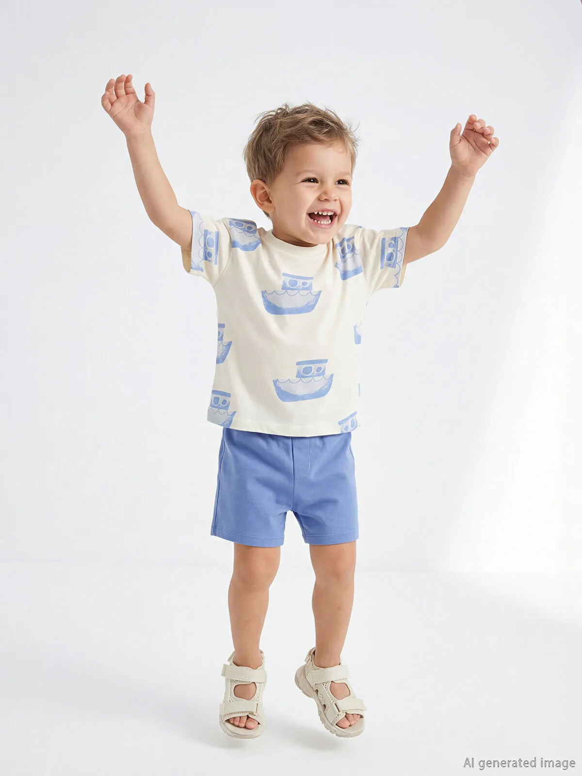 Off-white Crew Neck T-shirt and Shorts (18-24 months)