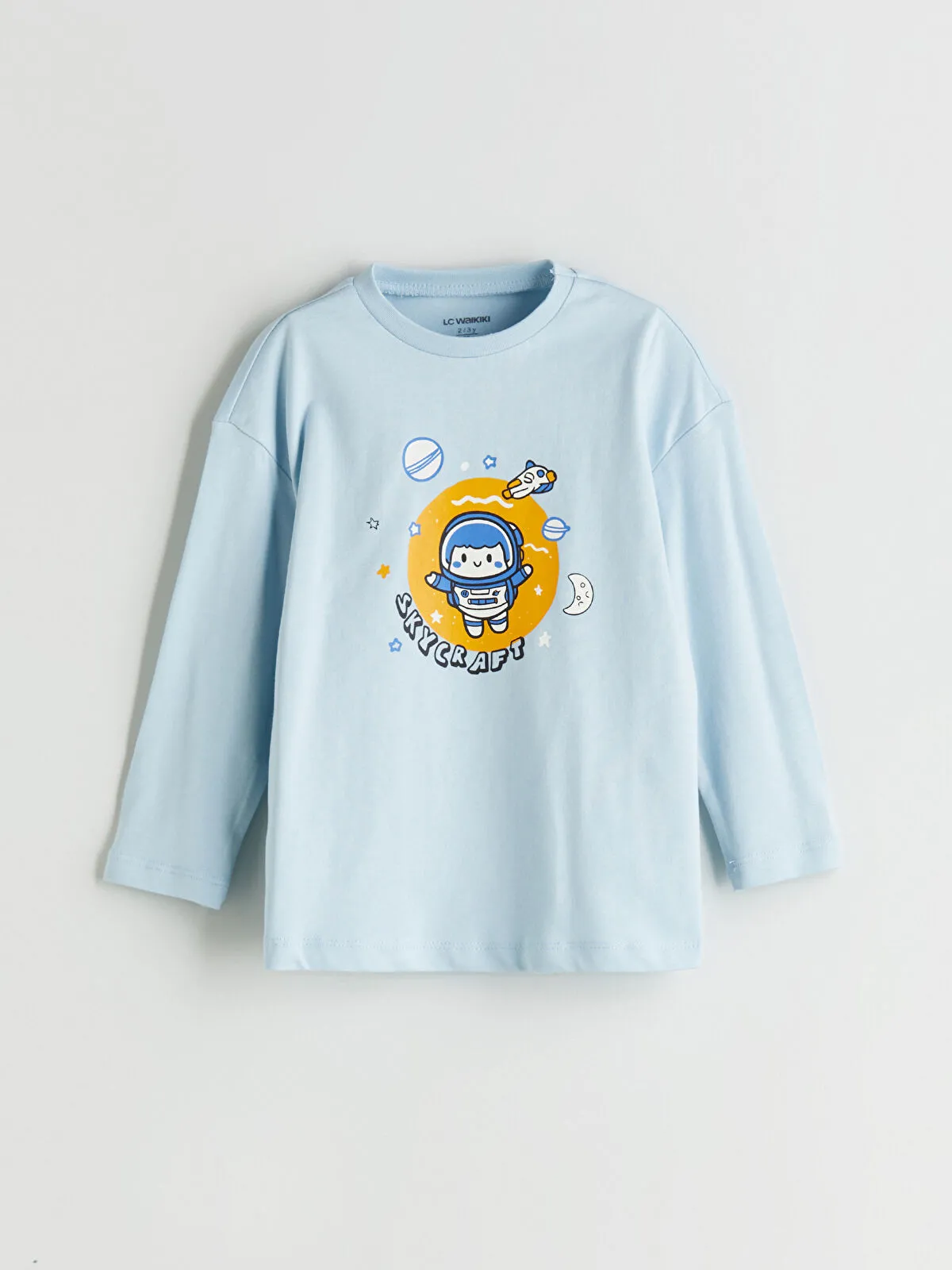 Blue Crew Neck Printed Boys' long sleeve T-Shirt