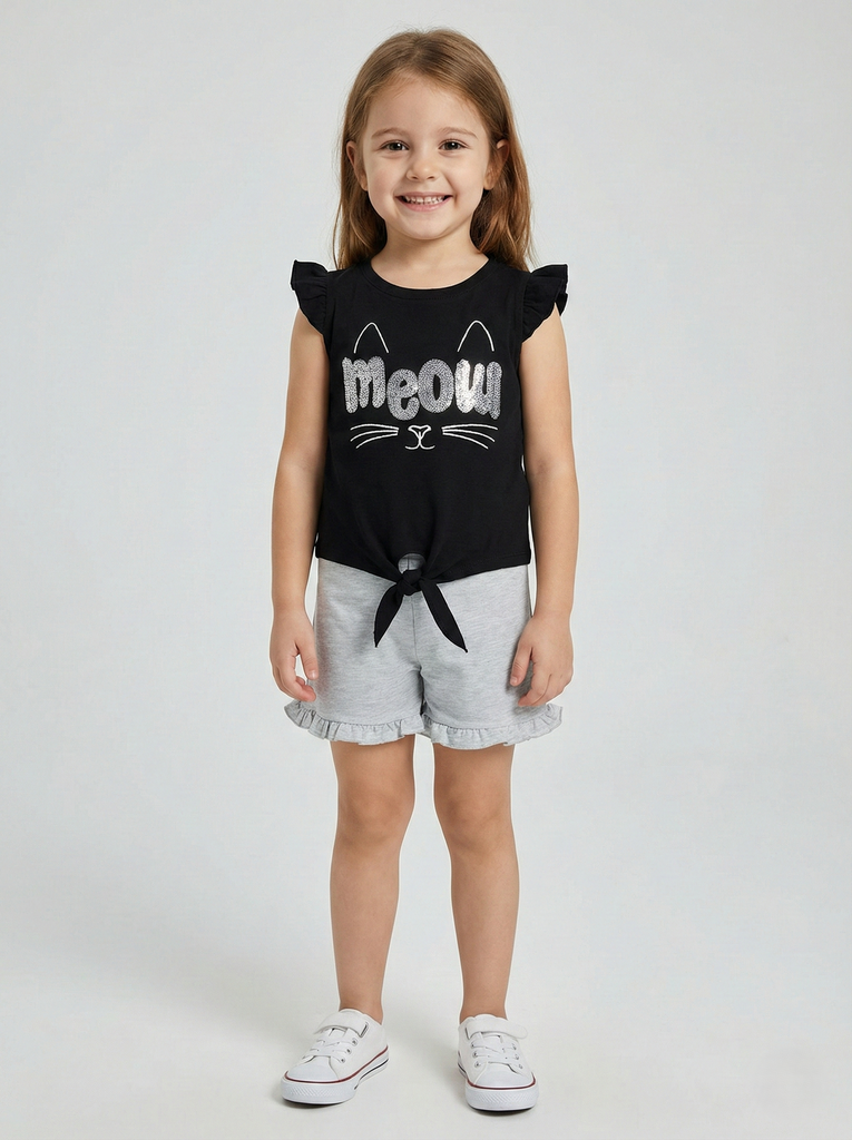 Meow Grey Set- (2-5Y)  (2-3 years)