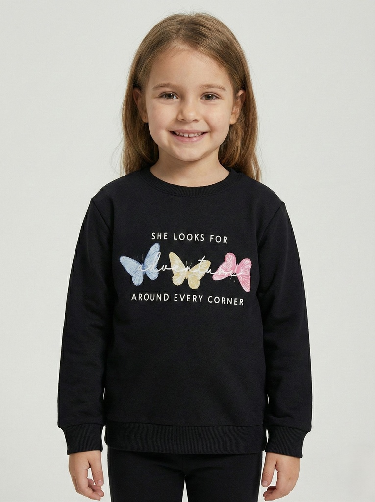 Butterflies Black Sweatshirt ( 2-5Y) (2-3 years)