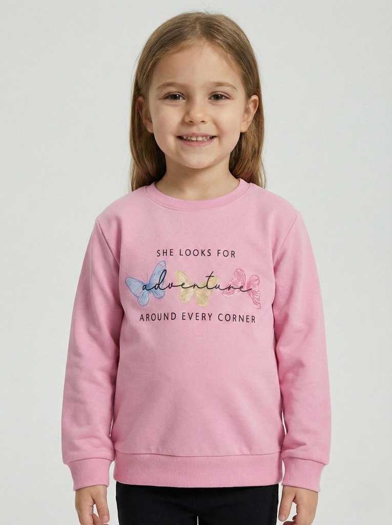 Butterflies Pink Sweatshirt ( 2-5Y) 