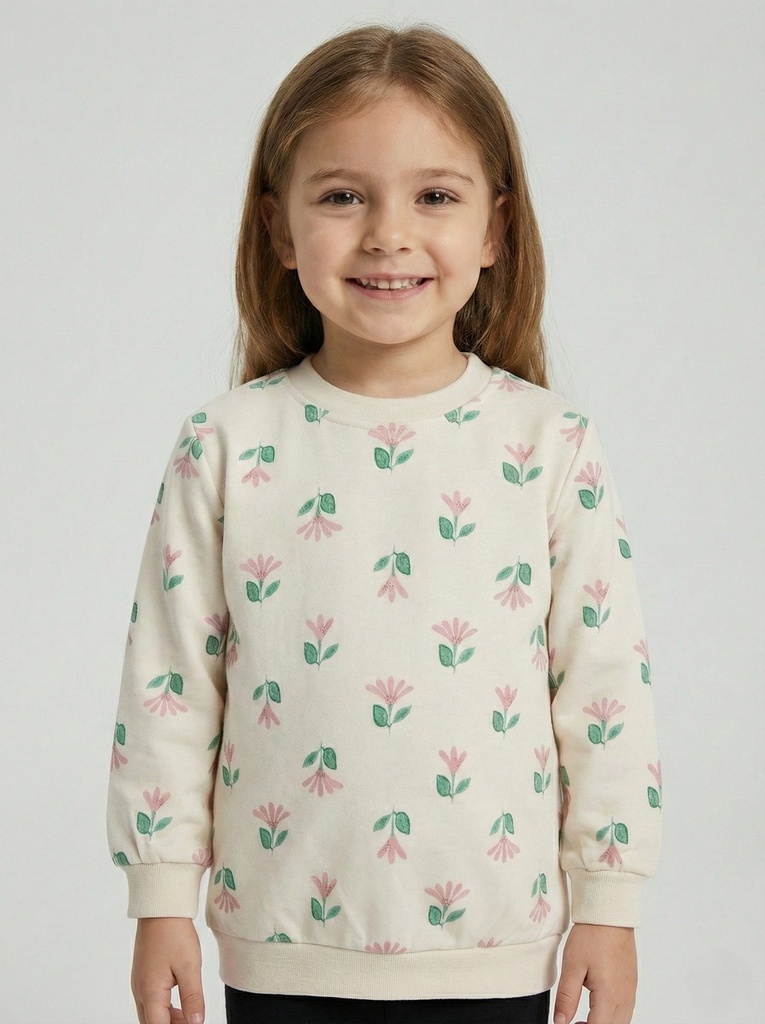 Flowers Beige Sweatshirt ( 2-5Y)  (2-3 years)