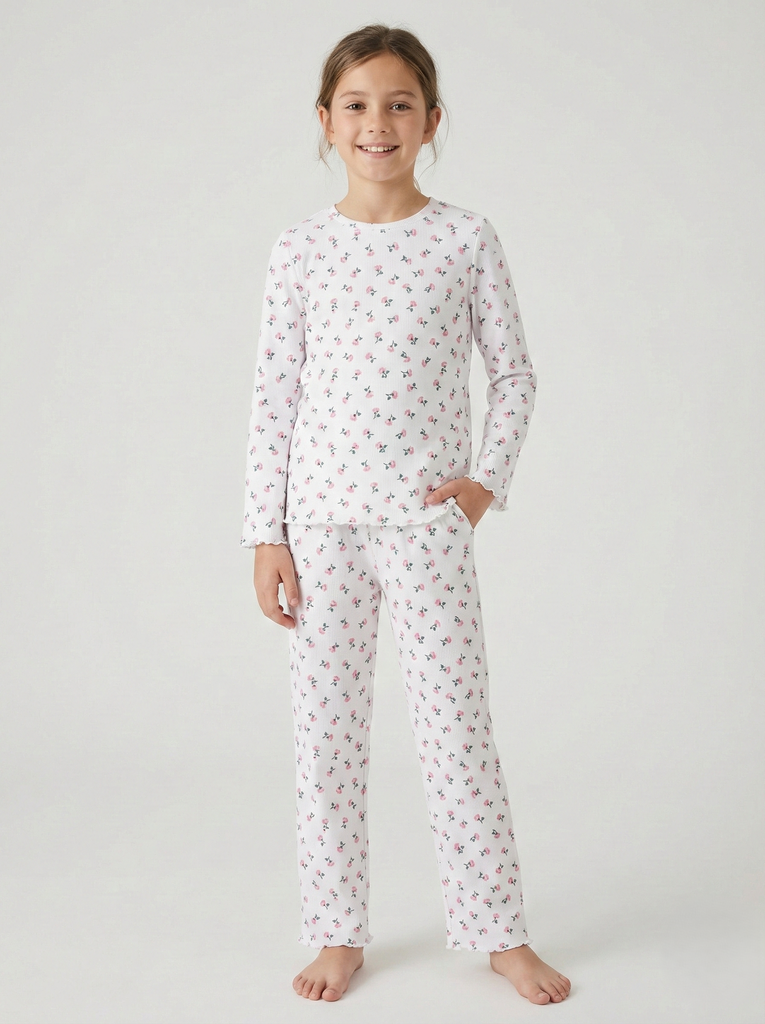 Floral White Pajama (6-9Y) (6-7 years)
