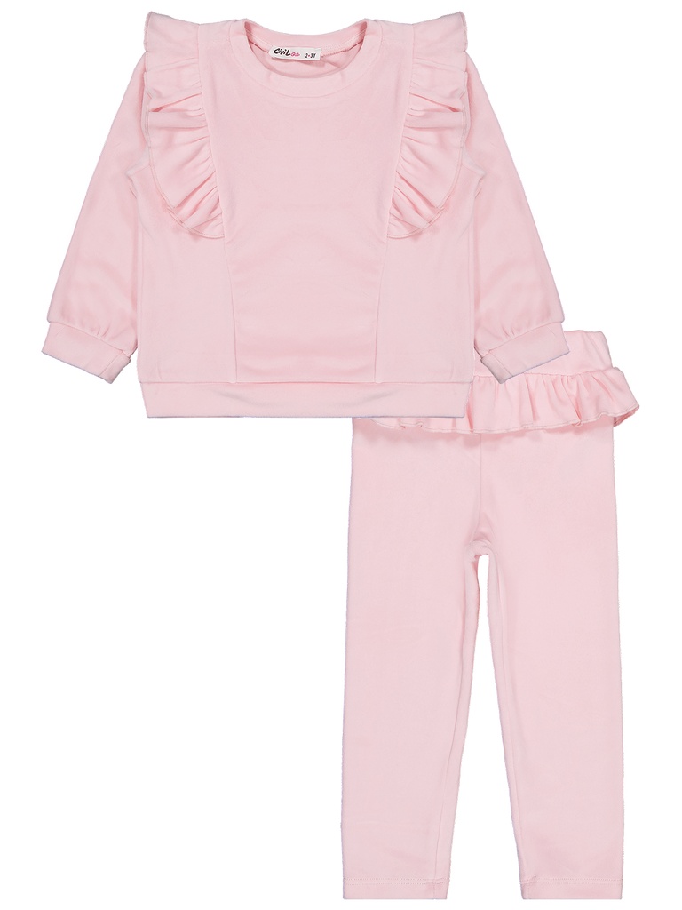 Soft Velvet Powder Pink Tracksuit (2-5Y)