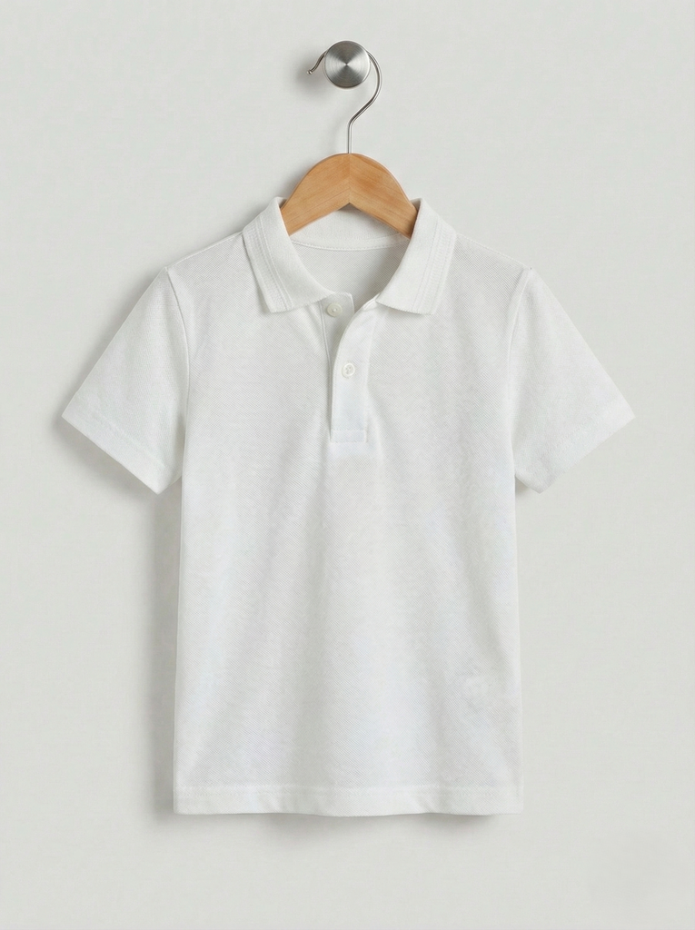 White Basic Polo T-shirt (6-9Y) (6-7 years)