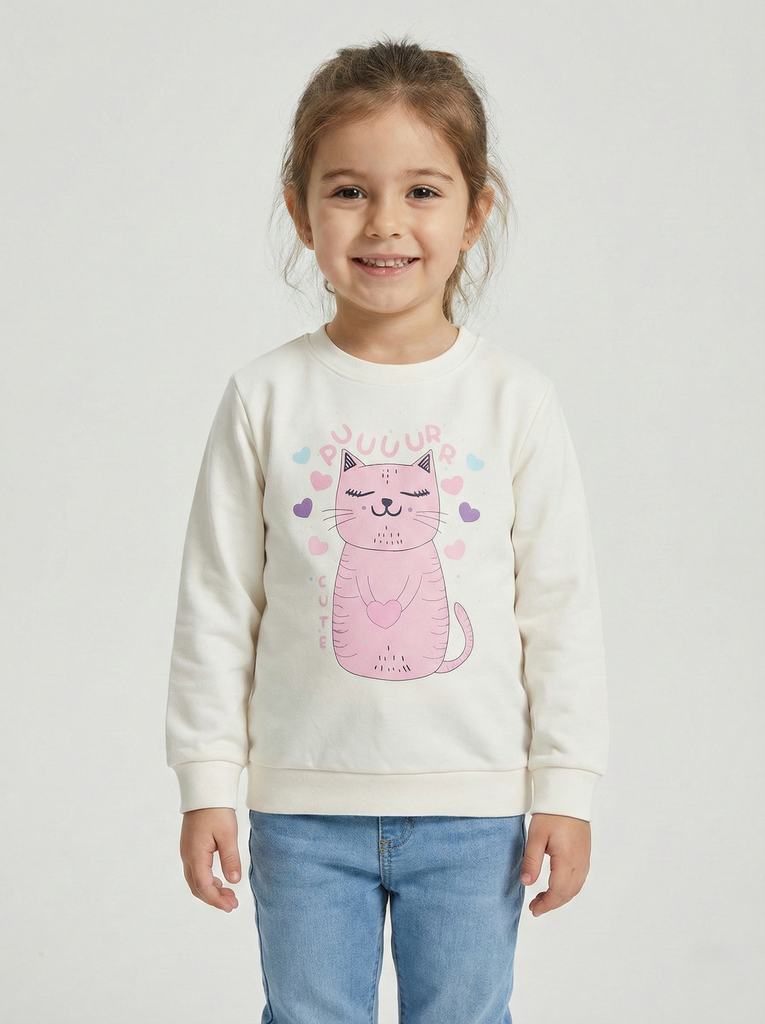 Cat Off-white sweatshirt (2-5Y) (2-3 years)