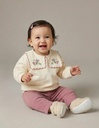 Off-white Peter Pan collar girl's blouse and trousers.