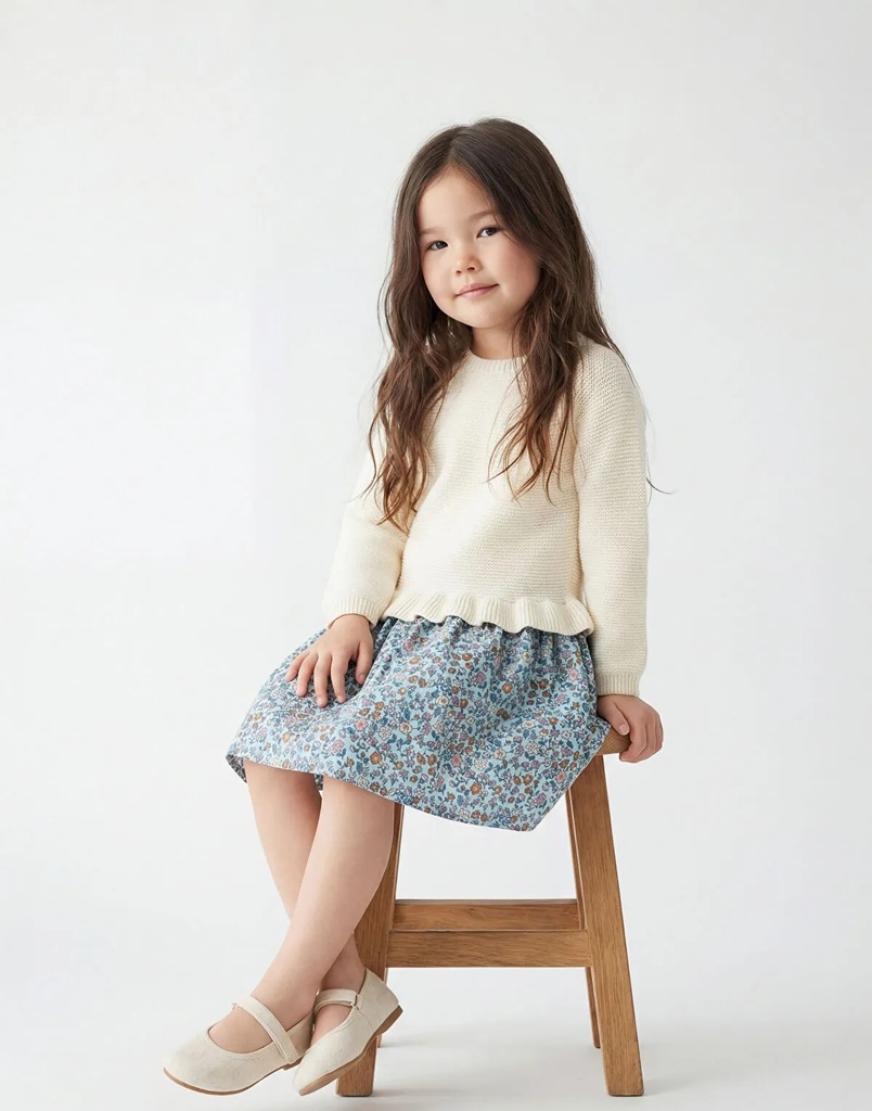 Kids Off-White Crew Neck Girls' Knitted Dress (3-4 years)