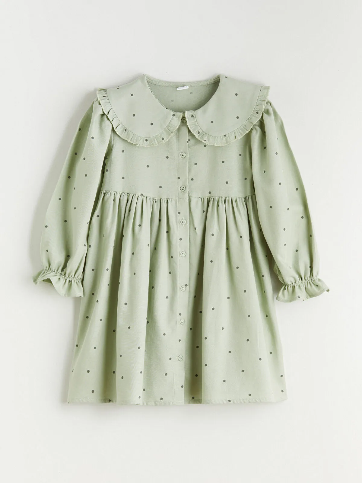 Green Collar Polka Dot Girl's Dress (1-2 years)