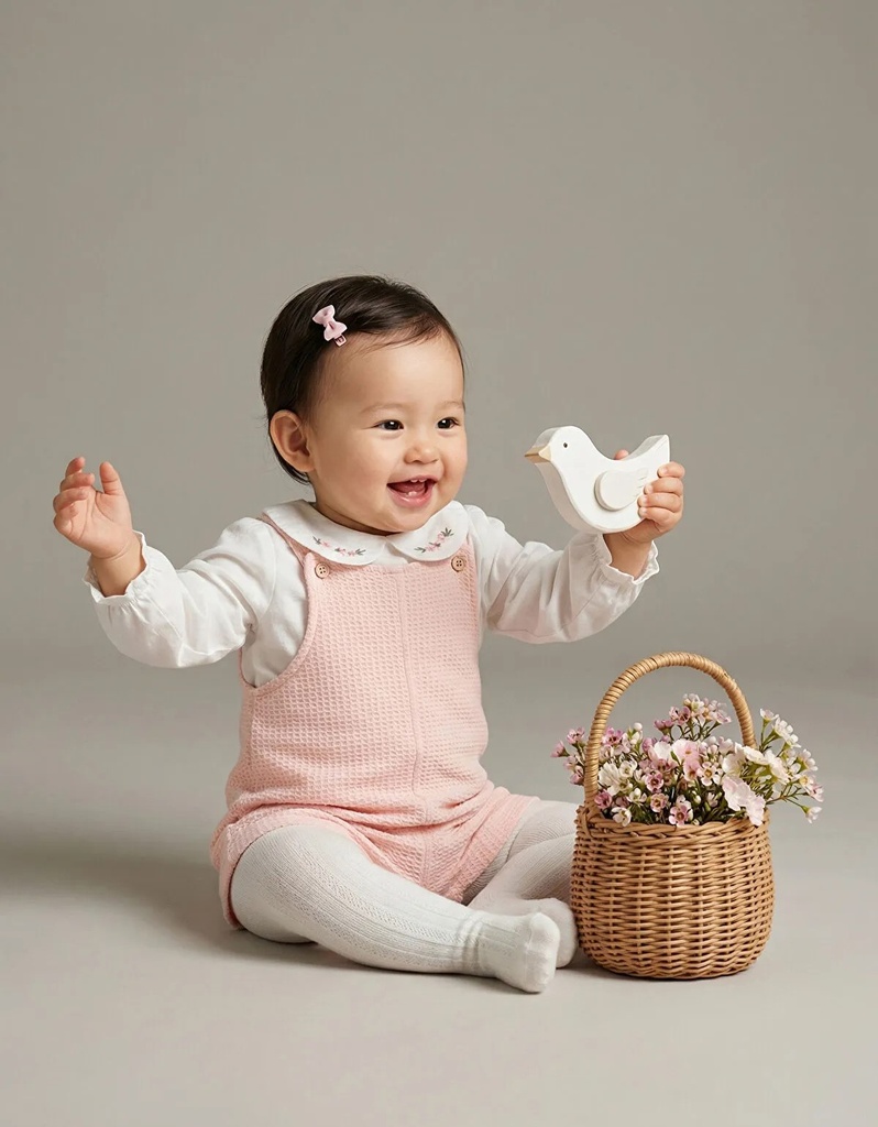 Pink Baby Collar Floral Girl Baby Romper Dress (12-18 months)