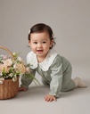 Green Baby Collar Embroidered Long-Sleeved Baby Girl Set