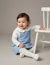 Blue Embroidered Girl's Overalls Dress and Blouse