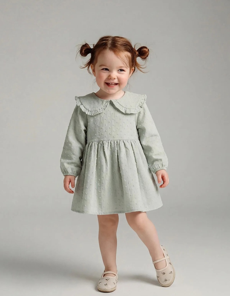 Green Peter Pan Collar Girl's Dress