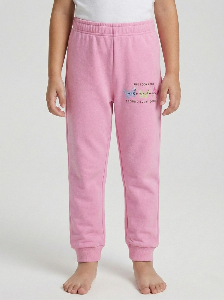 Butterflies Pink Cotton Sweatpants